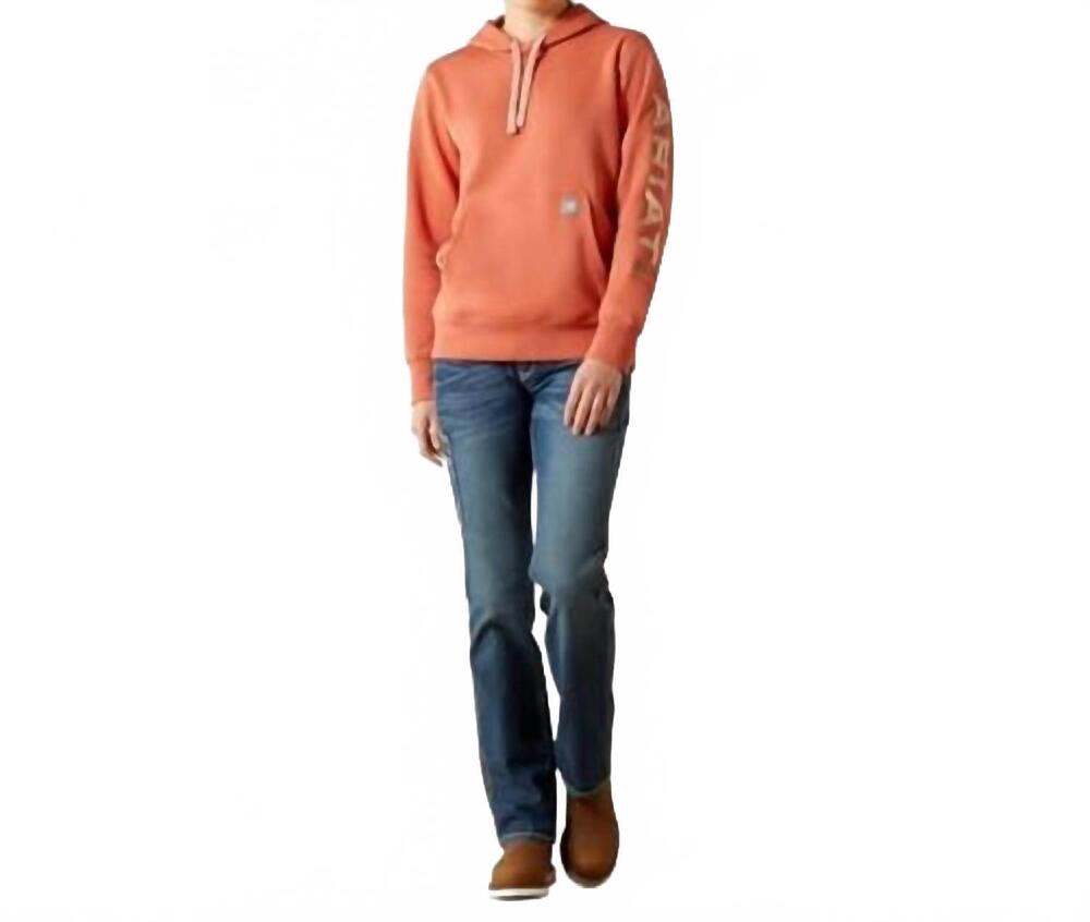 NEW ARIAT women's rebar graphic hoodie in aragon heather cameo